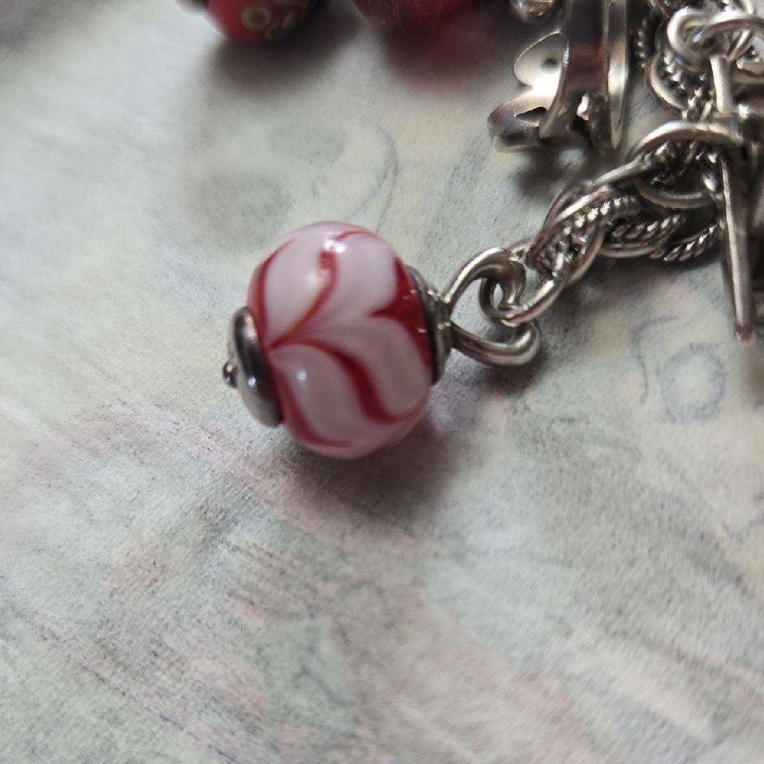 James Avery Red And Silver Glass Charm "Retired"